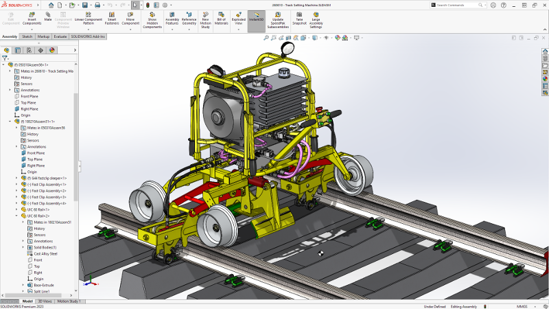 Illustrative mechanical assembly displayed in SOLIDWORKS
