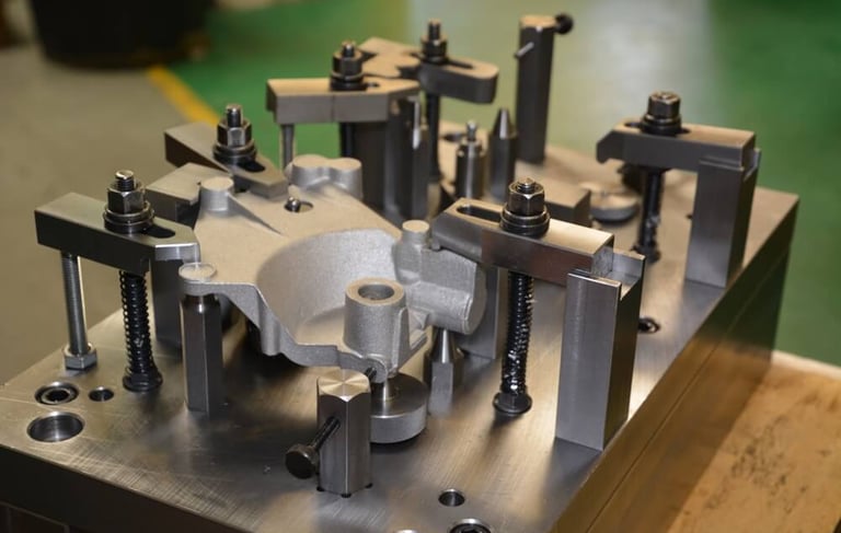 Locators and clamps holding a component in a machining fixture
